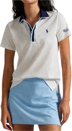 Women's Tour Pique Polo | White, Navy, & Blue