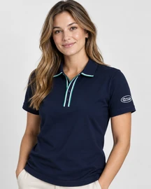 Women's Tour Pique Polo | Navy, Green, & White