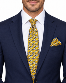 Cotton Boll Neck Tie | Yellow & Blue