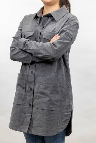 Women’s Long Sleeve Twill Overshirt | Heather Grey