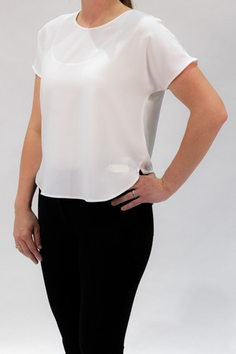 Women's Stretch Crepe Crew | Ivory Chiffon