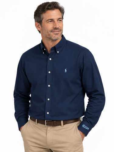 Long Sleeve Solid Dress Shirt | Navy