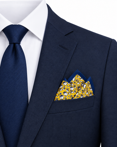 Cotton Boll Hankerchief | Yellow & Blue