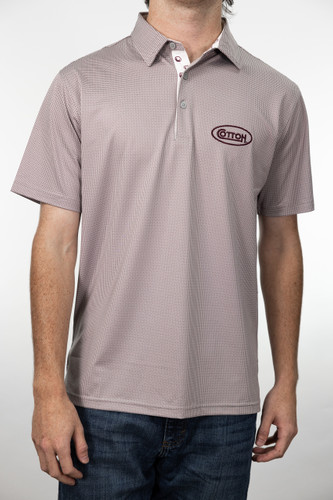 Cotton Boll Checkered Polo | Grey & Maroon