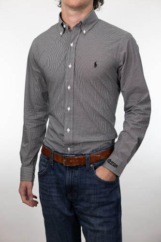 Long Sleeve Checkered Dress Shirt | Black