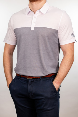 Oceanside Blocked Polo | White & Grey Heather