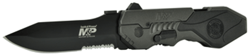 S&W KNIFE M&P 2ND GEN SPRING ASSIST 3.6" DROP PNT SERRATED