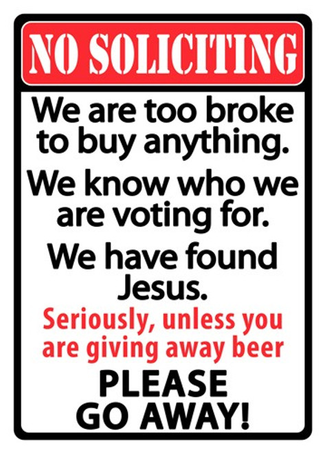RIVERS EDGE SIGN 12"x17" "NO SOLICITING"