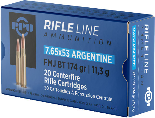 PPU 7.65X53 ARGENTINE MAUSER 174GR FMJ 20RD 10BX/CS