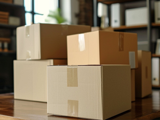 Stacked cardboard boxes