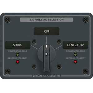 Blue Sea 8359 AC Rotary Switch Panel 30 Ampere 2 Positions + OFF, 2 Pole Blue Sea 8359 AC Rotary Switch Panel 30 Ampere 2 Positions + OFF, 2 Pole