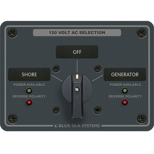 Blue Sea 8367 AC Rotary Switch Panel 30 Ampere 2 Positions + OFF, 2 Pole Blue Sea 8367 AC Rotary Switch Panel 30 Ampere 2 Positions + OFF, 2 Pole