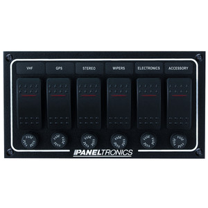 Paneltronics Waterproof DC 6 Position Lighted Rocker & Fuse