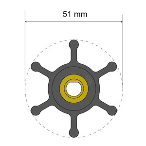 Albin Pump Premium Impeller Kit - Oil Resistant Nitrile Impeller - 51 x 8 x 22mm - 6 Blade - Single Flat Insert Albin Pump Premium Impeller Kit - Oil Resistant Nitrile Impeller - 51 x 8 x 22mm - 6 Blade - Single Flat Insert