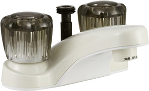 Dura Faucet (DF-PL720S-BQ) RV Bathroom Faucet with Smoked Acrylic Knobs and Shower Hose Diverter (Bisque Parchment)