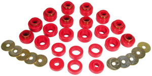 Prothane 1-105 Red Body Mount Bushing Kit for CJ5, CJ7, CJ8, YJ and TJ - 22 Piece