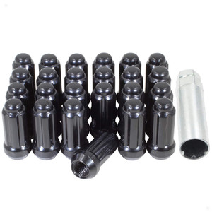 Wheel Accessories Parts Set of 24 Black 14x1.5 Spline Lug Nuts Cone Seat 2" Long Truck Nuts Locking Lugs Small Diameter M14x1.50 Thread, Wheel Lug Nut with Dual Hex Key Wheel Accessories Parts Set of 24 Black 14x1.5 Spline Lug Nuts Cone Seat 2" Long Truck Nuts Locking Lugs Small Diameter M14x1.50 Thread, Wheel Lug Nut with Dual Hex Key