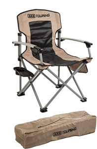 ARB 10500101A Camping Chair Nylon Oxford Weave Material Robust Alloy Frame 260lb Rating Side Pocket w/Velcro Flap Incl. Attachable Side Table Camping Chair