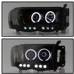 Spyder 5078797 Dodge Ram 1500 02-05 / Ram 2500/3500 03-05 Projector Headlights - CCFL Halo - LED (Replaceable LEDs) - Black Smoke - High H1 (Included) - Low H1 (Included)