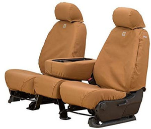 Seat Cover; Carhartt SeatSaver; Seat Style C - Bucket with Adjustable Headrests; Duck Weave Fabric; Gravel; Set of 2