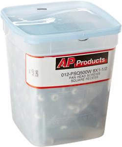 AP Products 012-PSQ500W White 1-1/2" Square Pan Head Screw, (Pack of 500)