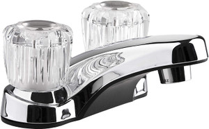 Dura Faucet (DF-PL700A-CP) RV Bathroom Faucet with Crystal Acrylic Knobs (Chrome) Crystal Acrylic Knobs Chrome Polished