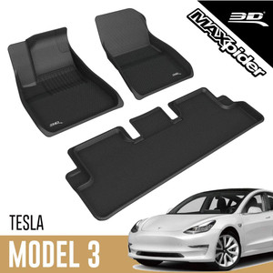 3D MAXpider All-Weather Floor Mats for Tesla Model 3 2020-2021 Premium Custom Fit Floor Liners, Kagu Series (1st & 2nd Row) 3D MAXpider All-Weather Floor Mats for Tesla Model 3 2020-2021 Premium Custom Fit Floor Liners, Kagu Series (1st & 2nd Row)