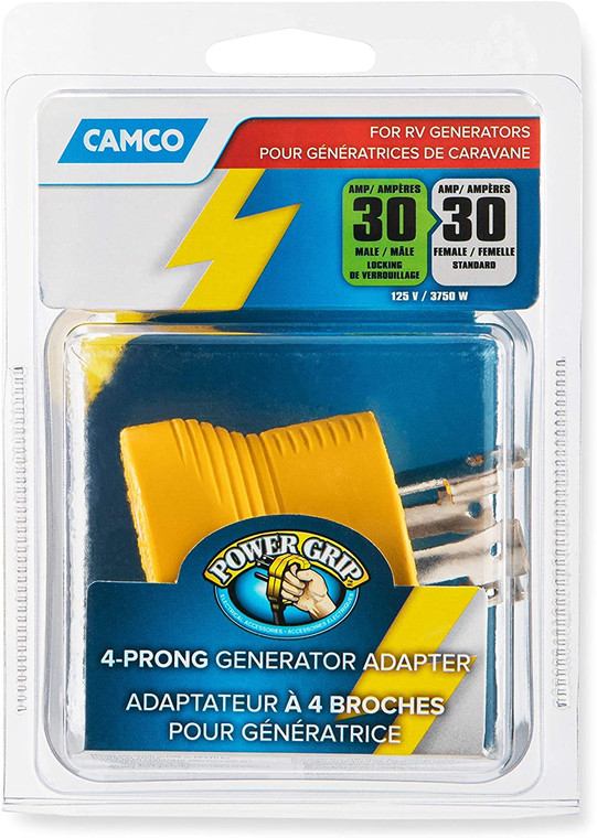 Camco 55338 PowerGrip 30 Amp 4-Prong Generator Adapter