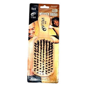 Titan New Club Wooden Reinforced Boar Bristle Hair Brush for Strong Hold & Styling, Hard, 1 Ea