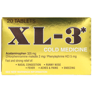 Midway XL-3 Cold Medicine Tablets for Multi-Symptom Relief, 20 Ea