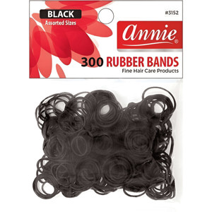 Annie #3152 Rubber Bands Black 300-Count
