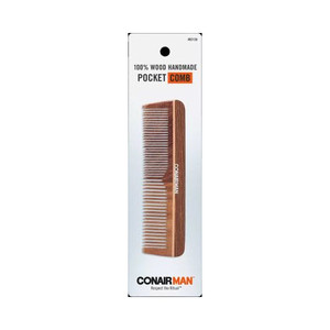 Conair Man Hand Cut 100% Wooden Pocket Comb, 1.0 CT Conair Man Hand Cut 100% Wooden Pocket Comb, 1.0 CT
