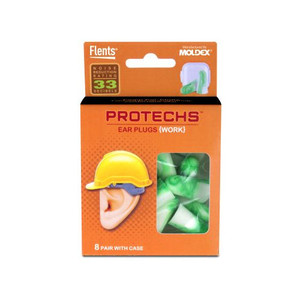 Protechs Ear Plugs for Construction, 8 Pair with Case, NPR 33