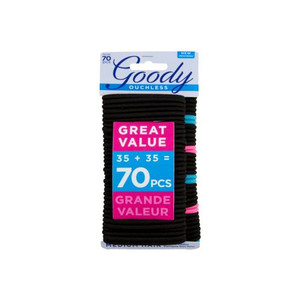Goody Ouchless Black Hair Elastics, No Metal, Gentle Hair Ties, 70 CT Goody Ouchless Black Hair Elastics, No Metal, Gentle Hair Ties, 70 CT