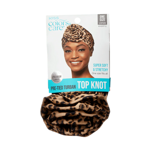 KISS Colors & Care Pre-Tied Top Knot Turban, One Size - Leopard KISS Colors & Care Pre-Tied Top Knot Turban, One Size - Leopard