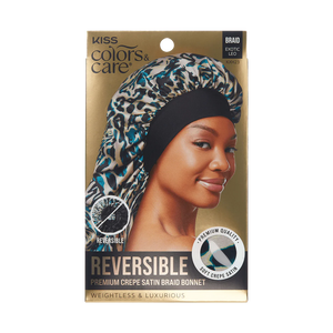 KISS Colors & Care Reversible Braid Bonnet - Exotic Leo KISS Colors & Care Reversible Braid Bonnet - Exotic Leo
