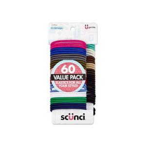 Sc??nci No Damage Assorted Colors Hair Elastics, 60 CT Sc??nci No Damage Assorted Colors Hair Elastics, 60 CT