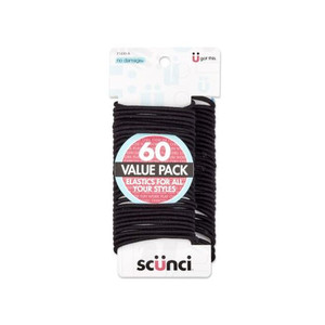 Sc??nci No Damage Hair Elastics Black, 60 CT Sc??nci No Damage Hair Elastics Black, 60 CT