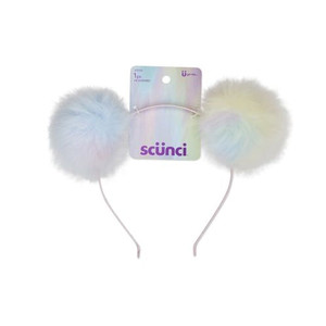HEADBAND FAUX FUR POMPOM 1 CT