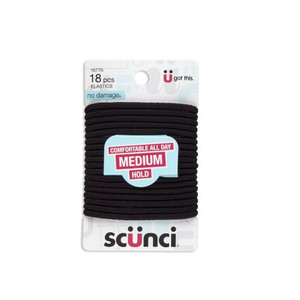 Sc??nci No Damage Hair Elastics Medium, Black, 18 CT Sc??nci No Damage Hair Elastics Medium, Black, 18 CT