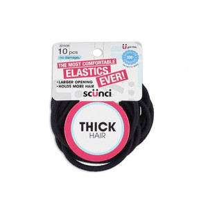 Sc??nci No Damage 4mm 6.5" Nylon Thick Hair Elastics, 10 CT Sc??nci No Damage 4mm 6.5" Nylon Thick Hair Elastics, 10 CT