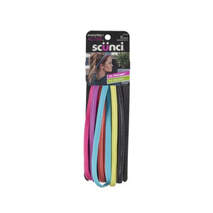 Scunci No Slip Grip Bright Skinny Headwraps, 6 CT