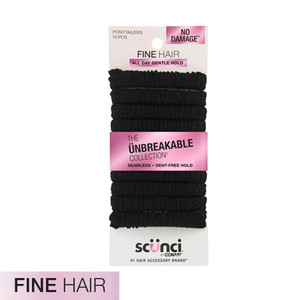 sc??nci Unbreakable Black Ponytailer for Fine Hair, 10 pack