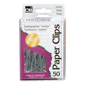 Charles Leonard Inc Paper Clips Jumbo Nickel Plated Reusable Box, 50 Ea Charles Leonard Inc Paper Clips Jumbo Nickel Plated Reusable Box, 50 Ea