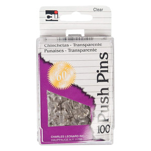 Charles Leonard Inc Push Pins Clear Box, 100 Ea Charles Leonard Inc Push Pins Clear Box, 100 Ea