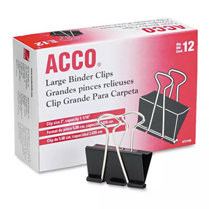 Acco Binder Clips Large Steel Wire Office Supply, 12 Ea Acco Binder Clips Large Steel Wire Office Supply, 12 Ea