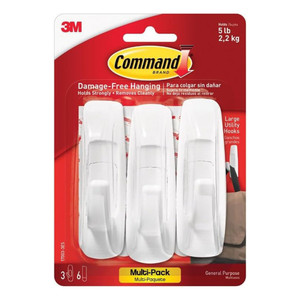 Command Large Utility Hooks Value Pack, 3 Hooks 6 Strips Command Large Utility Hooks Value Pack, 3 Hooks 6 Strips