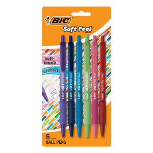 Bic Soft Feel Retractable Ballpoint Pen Assorted Colors Grip, 6 Ea Bic Soft Feel Retractable Ballpoint Pen Assorted Colors Grip, 6 Ea