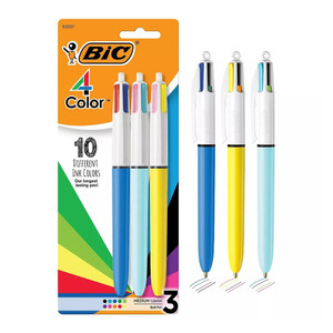 Bic 4 Color Retractable Ballpoint Pen Medium Point 1.0 Mm Assorted Ink, 3 Ea Bic 4 Color Retractable Ballpoint Pen Medium Point 1.0 Mm Assorted Ink, 3 Ea
