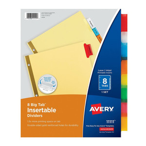 Avery Big Tab Insertable Dividers Assorted Colors, 8 Ea Avery Big Tab Insertable Dividers Assorted Colors, 8 Ea